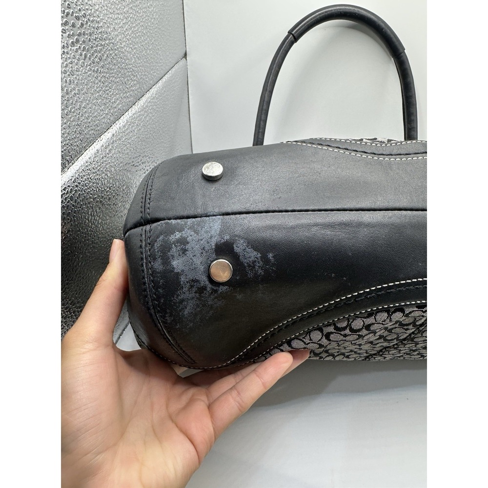 Vintage Coach F10929 Soho black signature C canvas satchel with leather trim - Picture 7 of 13